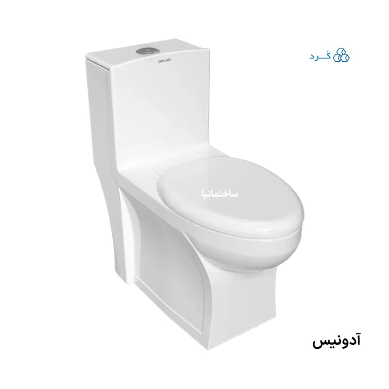 توالت فرنگی آدونیس چینی کرد با تخلیه توربوجت دوزمانه و درب آرامبند | نصب زمینی و طراحی مدرن — تصویر ۶