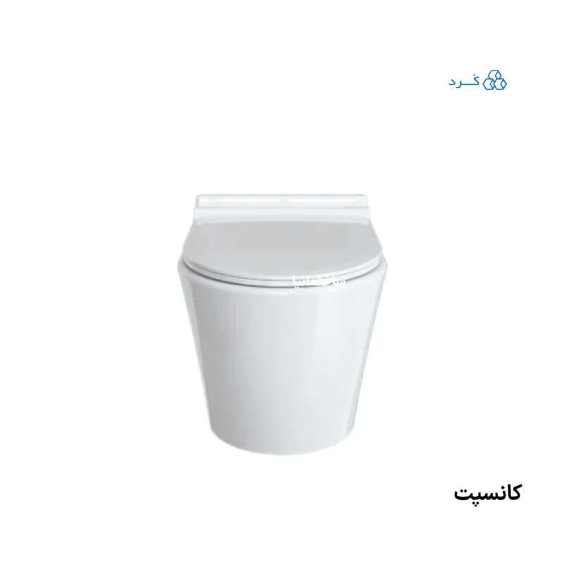 توالت فرنگی وال هنگ کانسپت چینی کرد با طراحی مینیمال و درب آرامبند اسلیم | نصب دیواری و تخلیه ریزشی — تصویر ۸