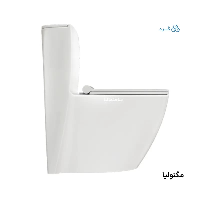 توالت فرنگی منوبلاک مگنولیا چینی کرد با تانک بلند و درب آرام‌بند | خروجی ۱۰ سانتی و فلاشینگ ریزشی — تصویر ۳