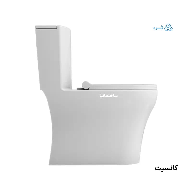 توالت فرنگی چینی کرد مدل کانسپت با فلاش ریزشی و درب آرام‌بند | طراحی منحنی و خروجی زمینی — تصویر ۸