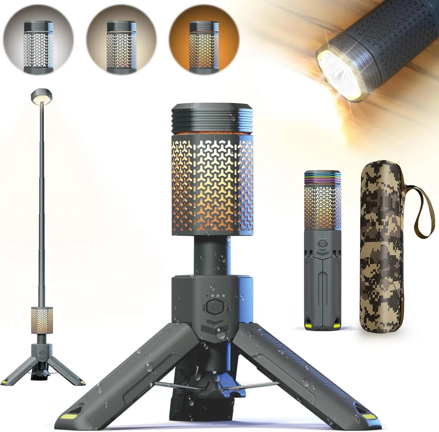 چراغ کمپینگ شارژی ضدآب سه پایه دار تلسکوپی THOREFIRE مدل VP-CL01 ULTRA — تصویر ۲