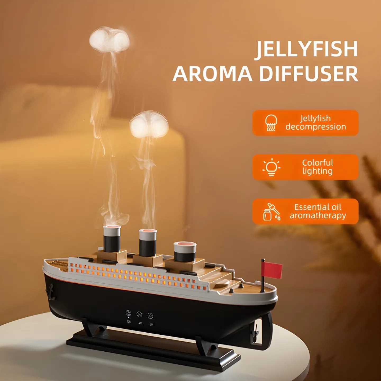 دستگاه بخورسرد و آروماتراپی JELLYFISH AROMA DIFFUSER مدل کشتی تایتانیک — تصویر ۸
