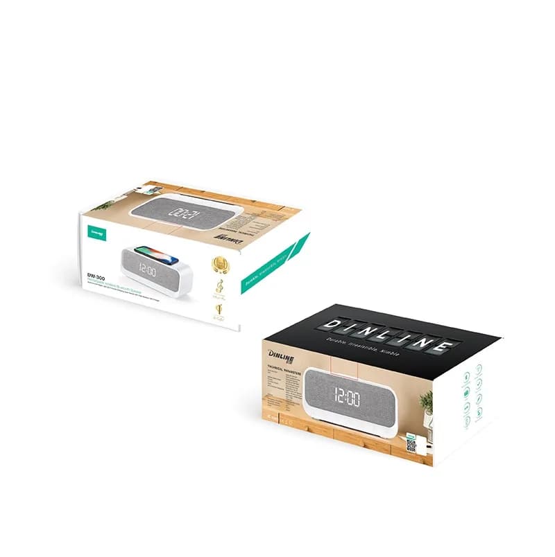 اسپیکر بلوتوثی و شارژر بی سیم قابل حمل DINLINE مدل DW-300 — تصویر ۹