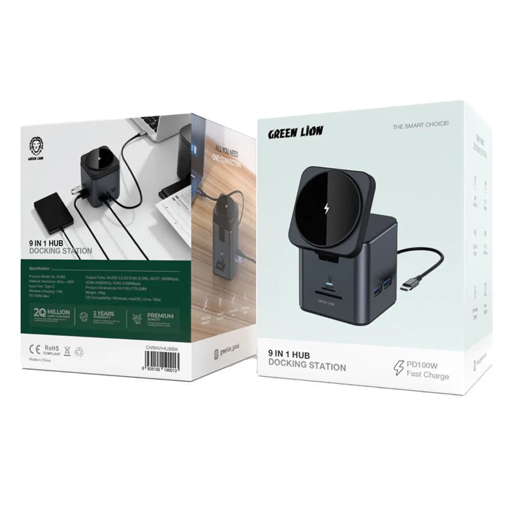 هاب و شارژر بی سیم 9 در 1 GREEN LiON مدل GL-HUB5 — تصویر ۲