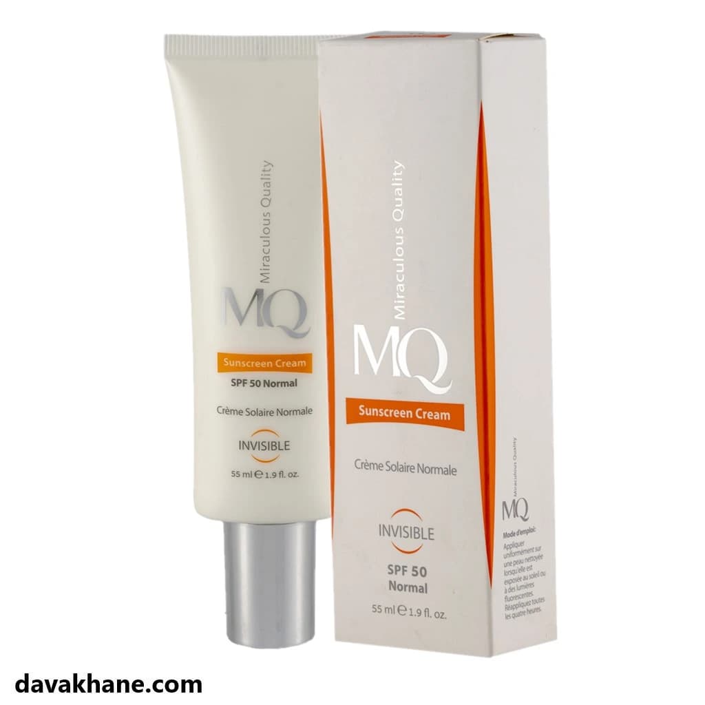 کرم ضد آفتاب بی رنگ SPF50 پوست نرمال ام کیو 55 میلی لیتر