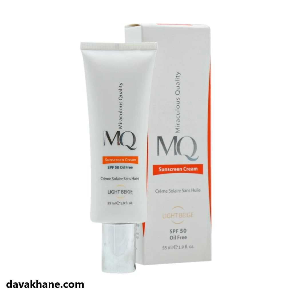 کرم ضد آفتاب بژ روشن SPF50 پوست چرب ام کیو 55 میلی لیتر — تصویر ۲