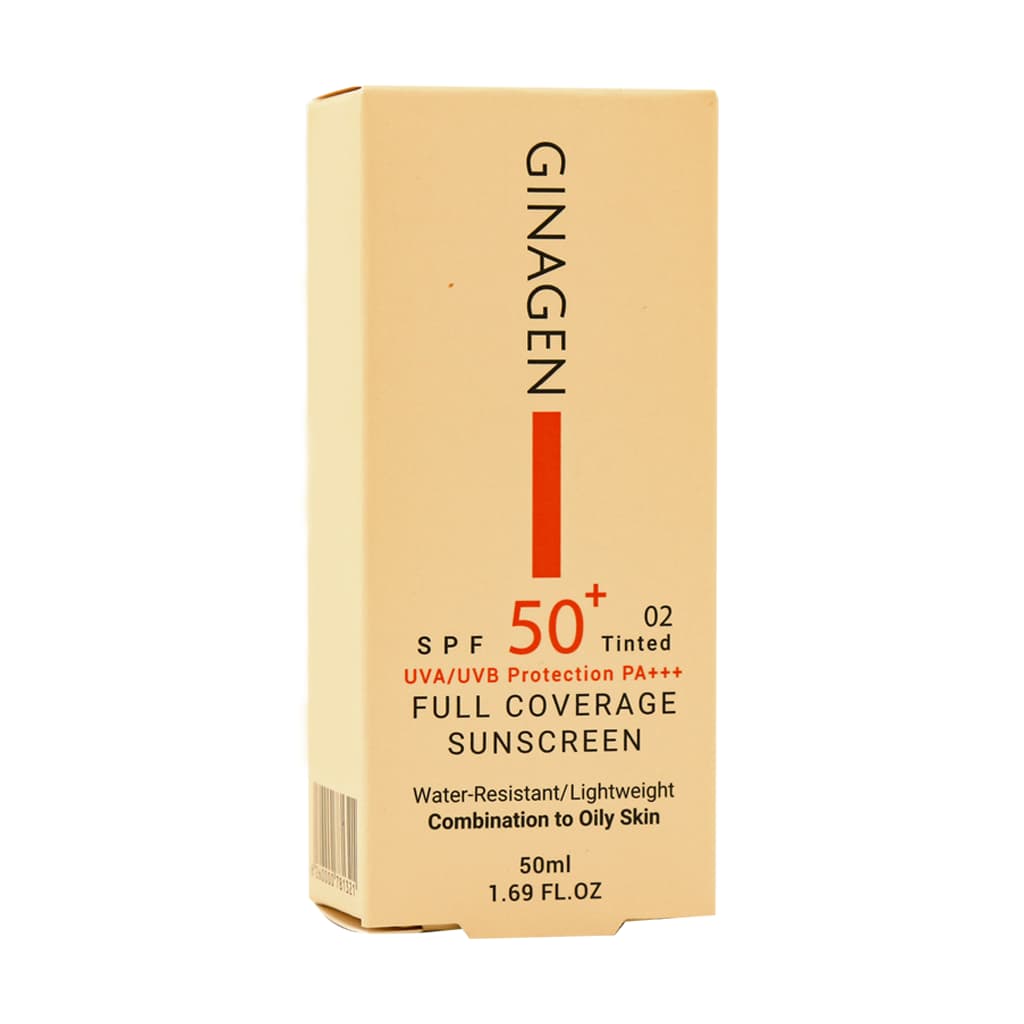 کرم ضد آفتاب رنگی 02 پوست خشک و نرمال SPF50 ژیناژن 50 میلی لیتر — تصویر ۲