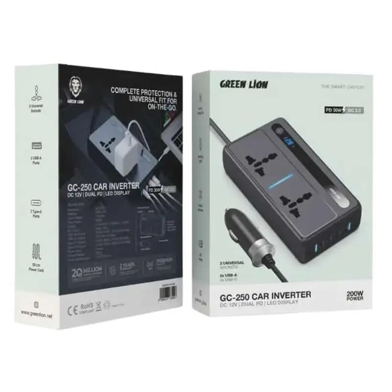 اینورتر فندکی خودرو 200 وات گرین لاین مدل GC-250 — تصویر ۳