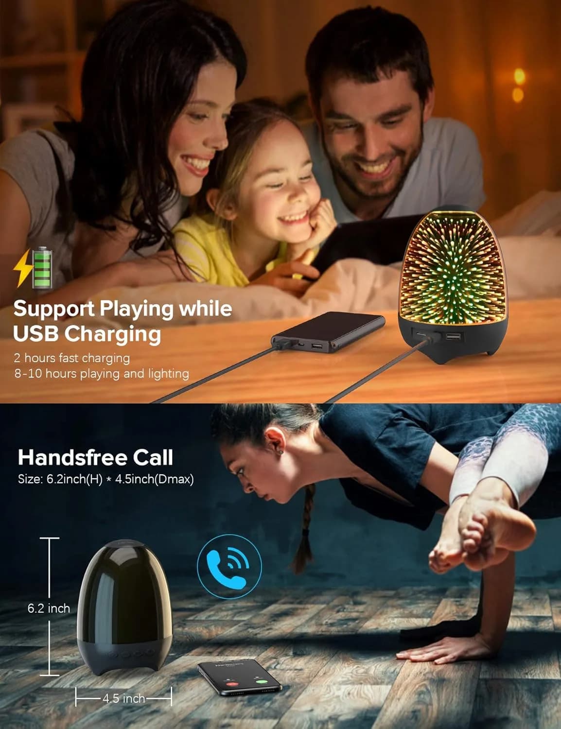 چراغ خواب رومیزی و اسپیکر TOUCH LAMP PORTABE SPEAKER مدل S609 — تصویر ۶