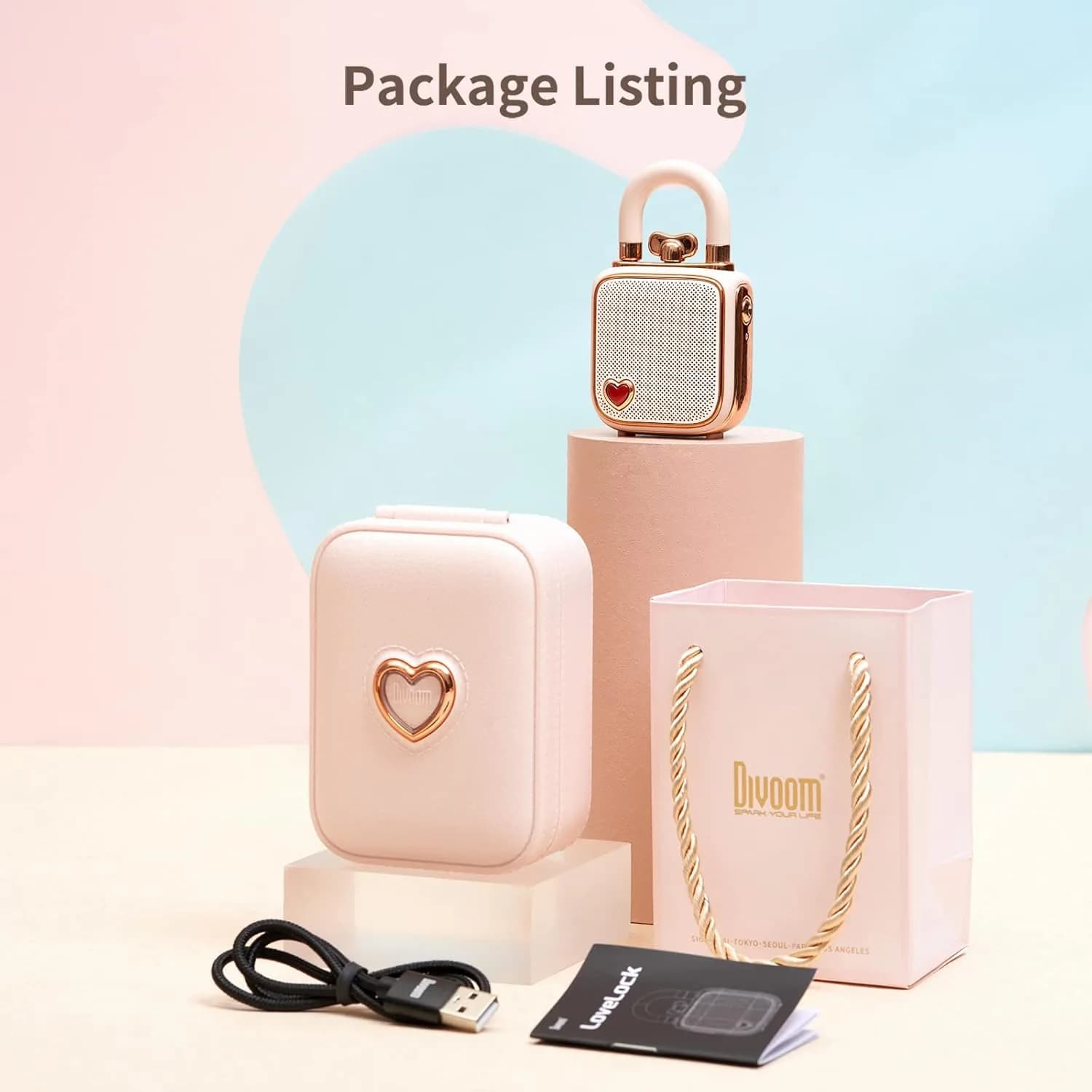 اسپیکر بلوتوثی قابل حمل DIVOOM مدل LOVE LOCK — تصویر ۳