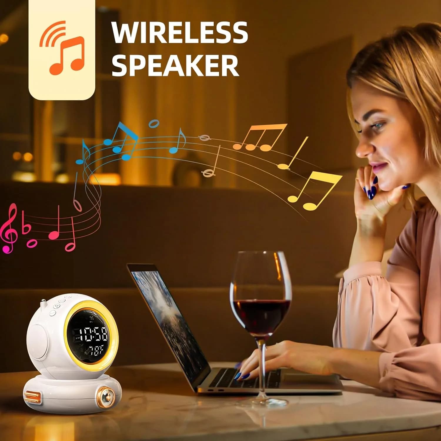 چراغ خواب رومیزی و اسپیکر GROWINER مدل ASTRONAUT WAKEUP LIGHT کد S9 — تصویر ۱۱