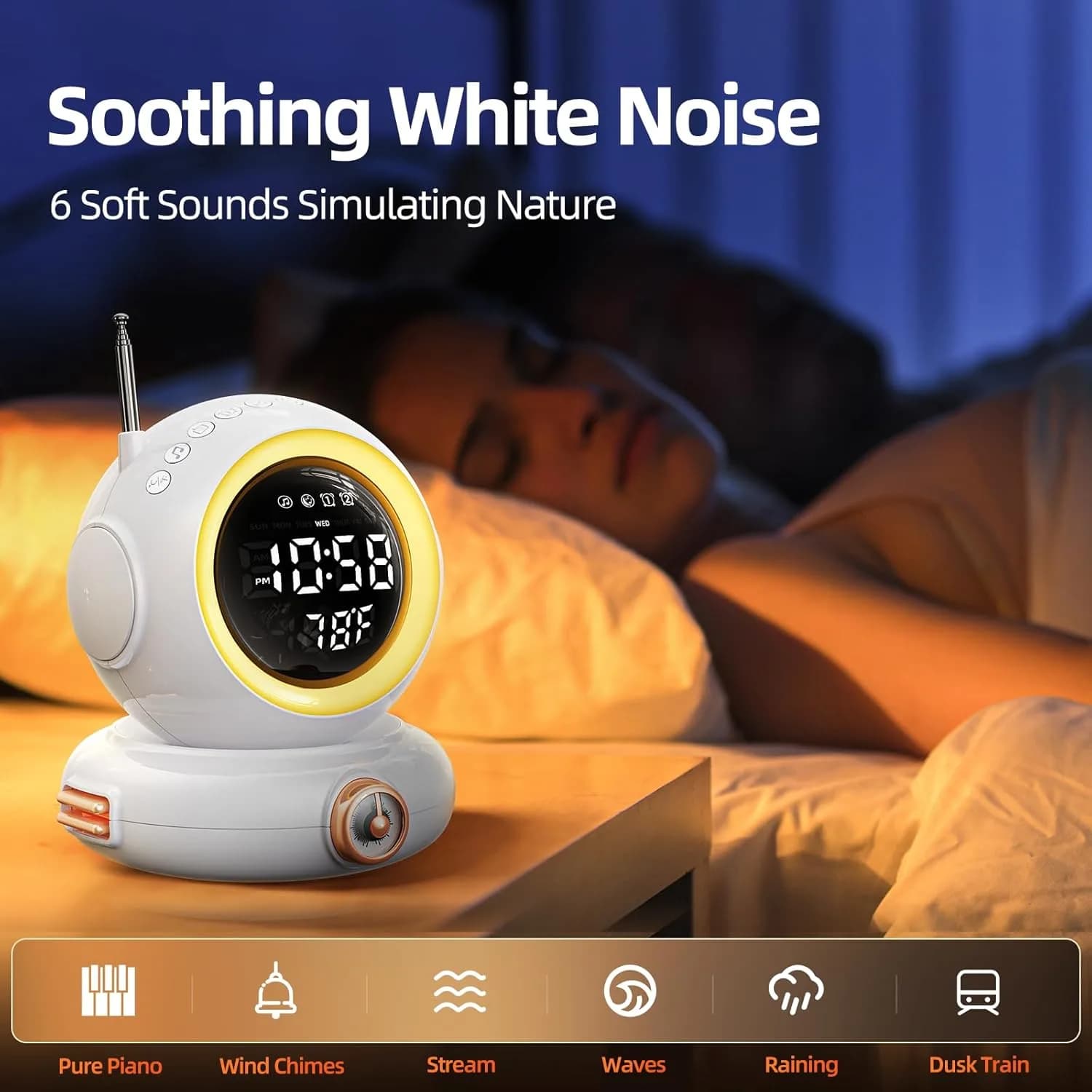 چراغ خواب رومیزی و اسپیکر GROWINER مدل ASTRONAUT WAKEUP LIGHT کد S9 — تصویر ۷