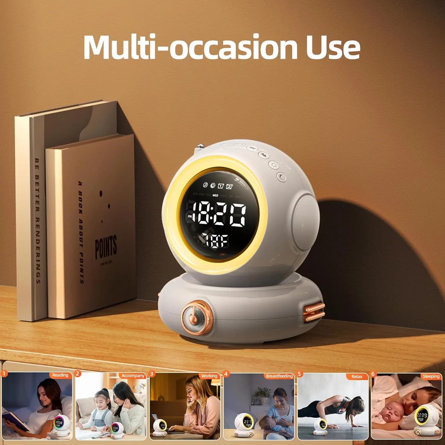 چراغ خواب رومیزی و اسپیکر GROWINER مدل ASTRONAUT WAKEUP LIGHT کد S9 — تصویر ۶
