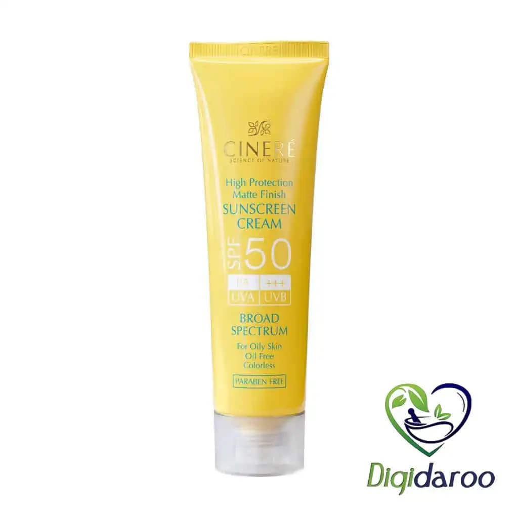 کرم ضد آفتاب SPF 50 فاقد چربی سینره 50 میلی لیتری (بی رنگ) (زرد) — تصویر ۴