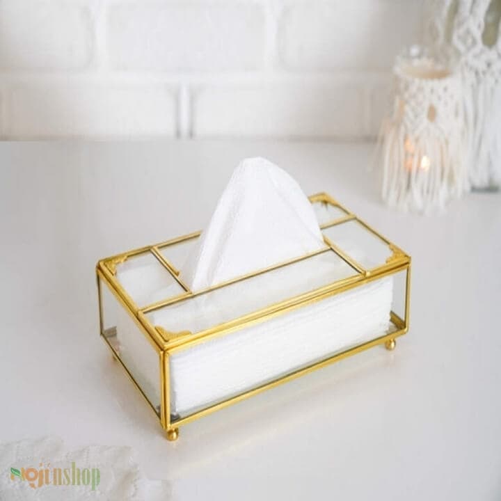 جعبه دستمال کاغذی شیشه برنجی — تصویر ۴