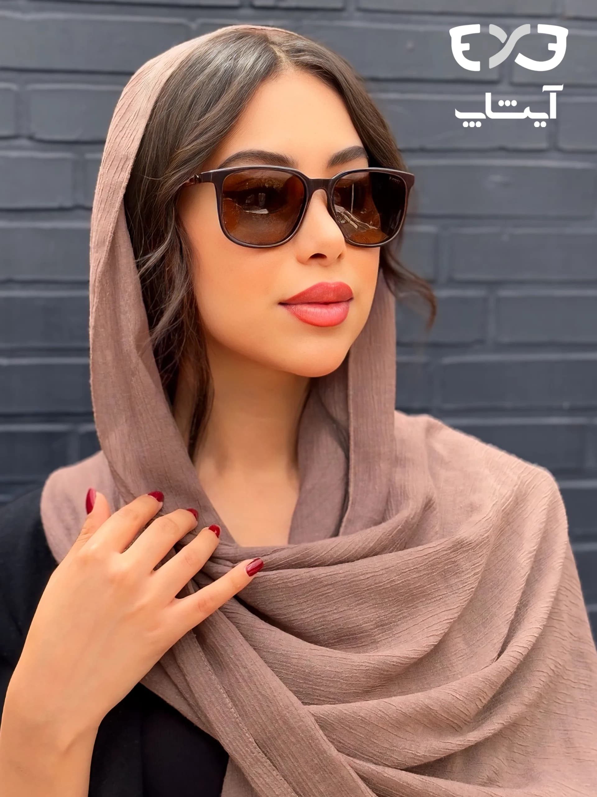 عینک آفتابی پلاریزه ریچل Richel قهوه ای براق دسته 360 درجه — تصویر ۲