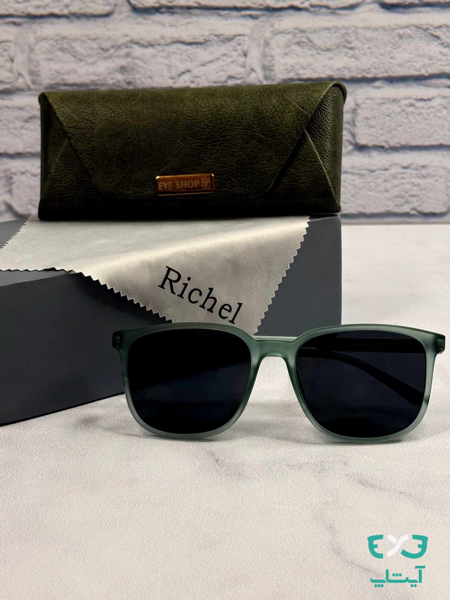 عینک آفتابی پلاریزه ریچل Richel شیشه ای سبز دسته 360 درجه — تصویر ۱۱