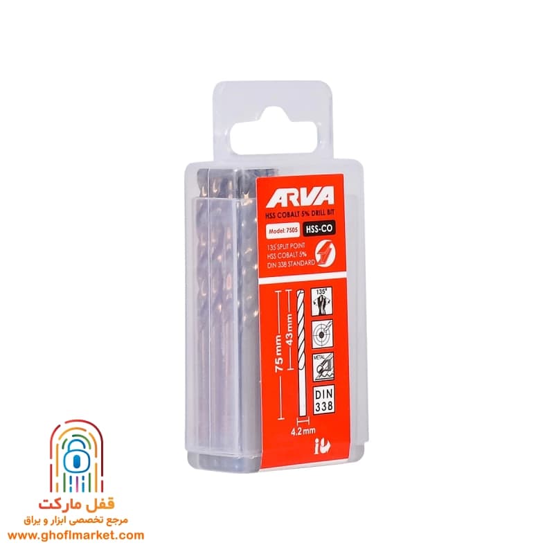 مته کبالت 5 درصد HSS سایز 4.2 آروا مدل 7505 — تصویر ۴