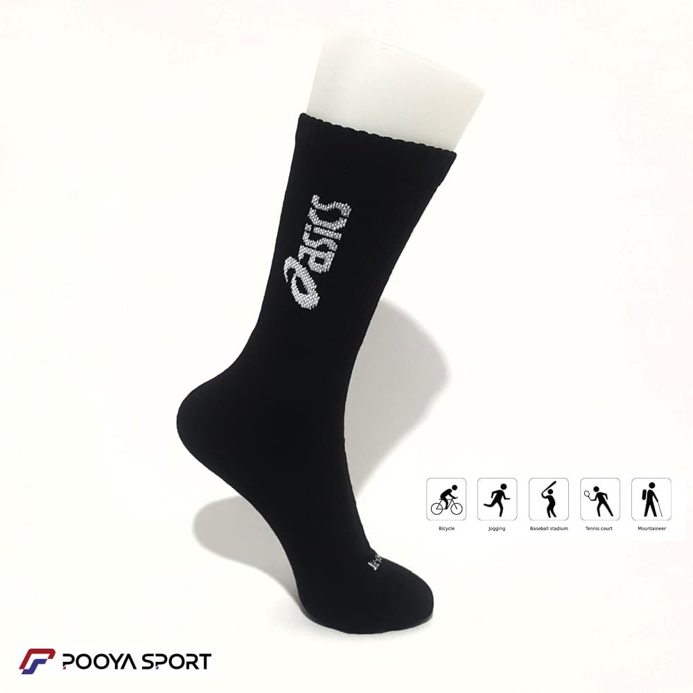 جوراب ورزشی حوله ای کبریتی asics اعلا ساق متوسط مشکی — تصویر ۷
