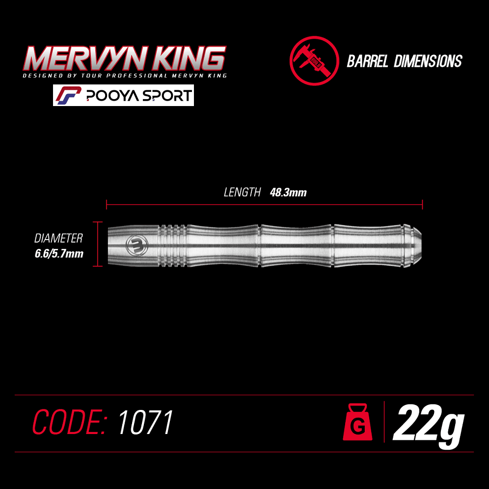 تیر دارت سوزنی حرفه ای تنگستن مروین winmau Mervyn King 22gr اصل — تصویر ۴
