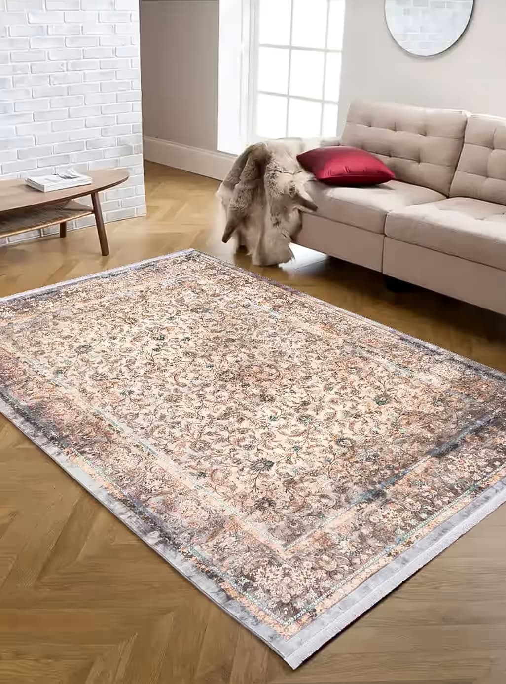فرش کلاریس وینتیج طرح جاسمین 1200 شانه ساده کد 255009012 — تصویر ۸