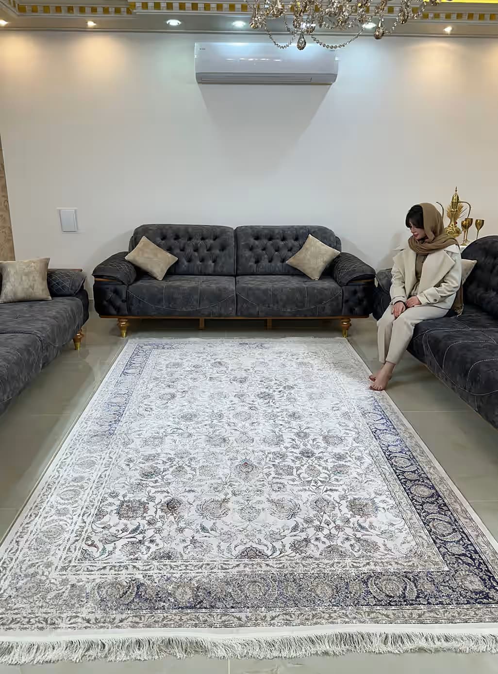 فرش طرح افشان کرم 1200 شانه کد 12857 — تصویر ۵