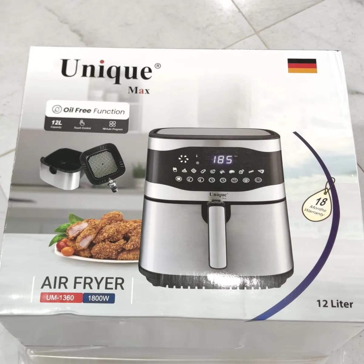 سرخ‌کن بدون روغن 12 لیتری یونیک مکس مدل UM1360 | ۱۰ برنامه پخت و صفحه لمسی — تصویر ۲