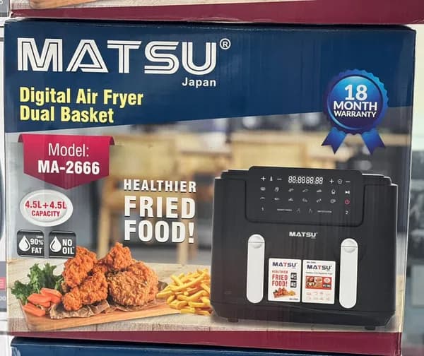 سرخ‌کن دوقلو ماتسو MA-2666 | ظرفیت 9 لیتر | بدون روغن | 12 برنامه پخت — تصویر ۲
