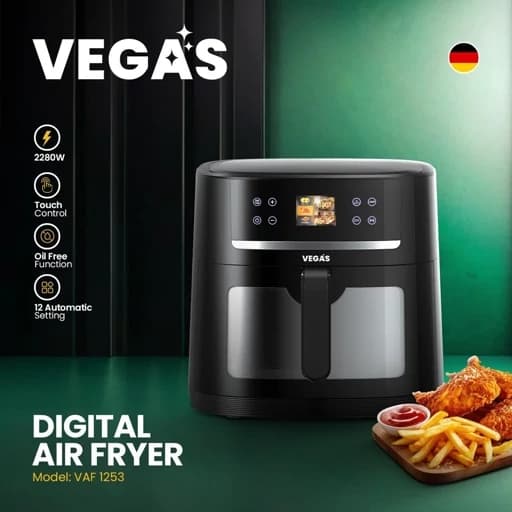 سرخ‌کن هوشمند 8 لیتری وگاس مدل 1253 | خرید Vegas Smart Air Fryer — تصویر ۴