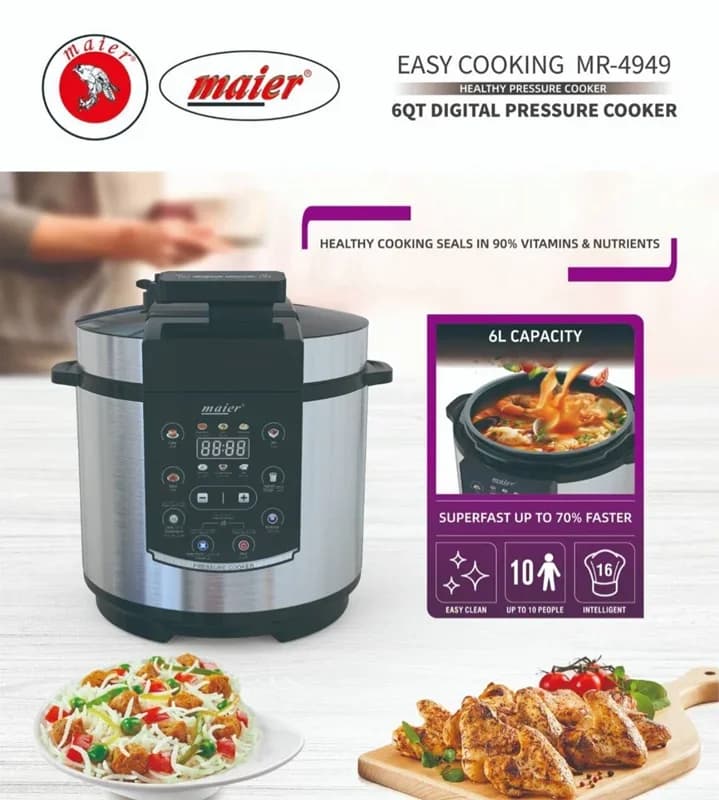 زودپز برقی مایر مدل MR-4949 | خرید Mayer Electric Pressure Cooker 6L — تصویر ۳
