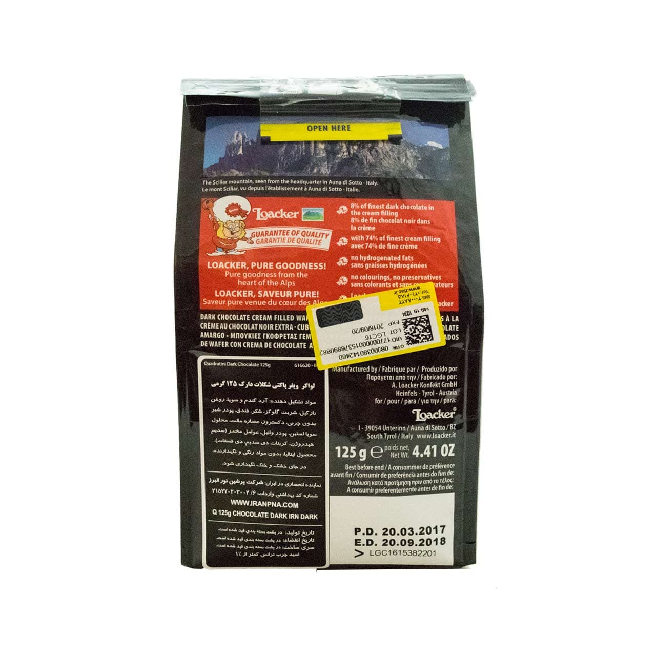 ویفر کوادراتینی تلخ 125 گرم لواکر – loacker — تصویر ۵