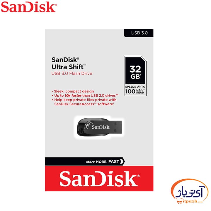 فلش مموری USB3.2 سن دیسک 64 گیگابایت مدل SanDisk ULTRA SHIFT CZ410 — تصویر ۱۱