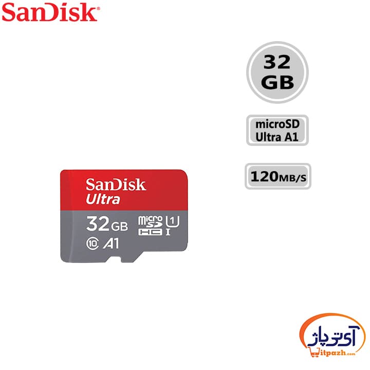 کارت حافظه microSD Ultra A1 ظرفیت 32 گیگابایت سندیسک سرعت 120m/s