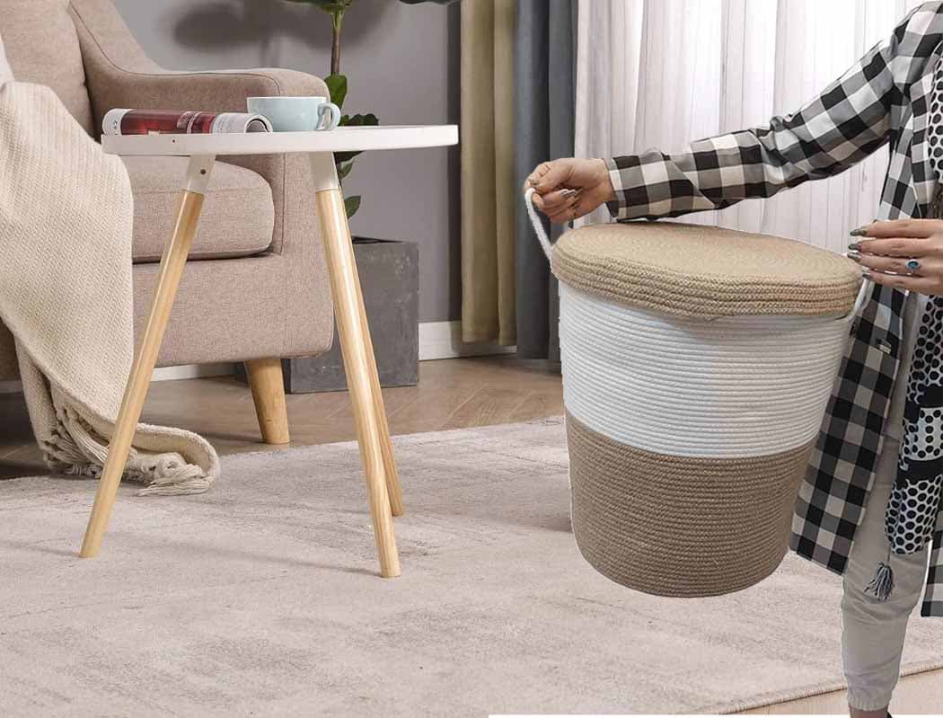 سبد لباس کنفی بزرگ دسته دار {Woven Storage Baskets} — تصویر ۱۱