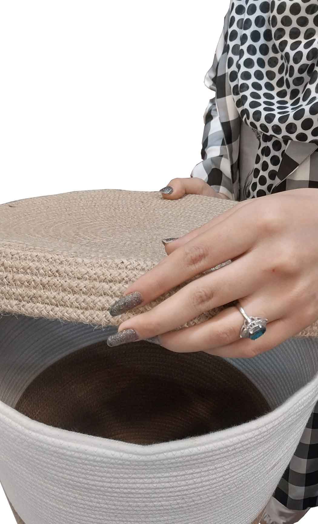 سبد لباس کنفی بزرگ دسته دار {Woven Storage Baskets} — تصویر ۷