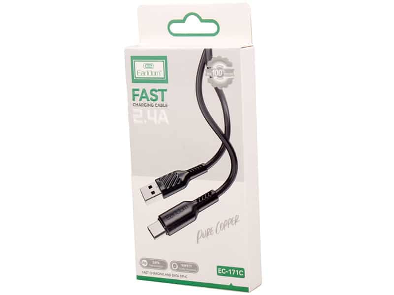 کابل فست شارژ یو اس بی به تایپ سی 2.4 آمپر یک متری ارلدام Earldom EC-171C USB-C Cable — تصویر ۵