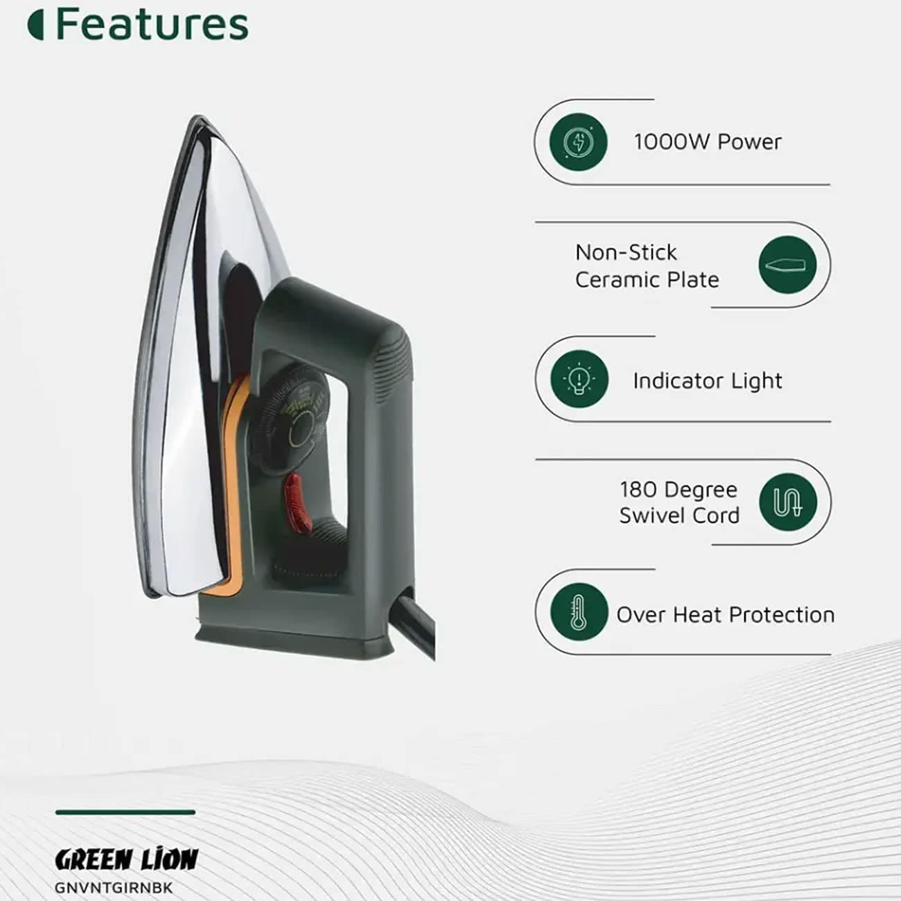 اتو بخار گرین لاین Green Lion مدل BX144 توان 1000 وات — تصویر ۷