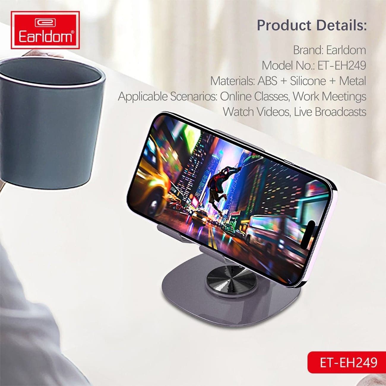 هولدر گوشی موبایل و تبلت رومیزی ارلدام ET-EH249 — تصویر ۲