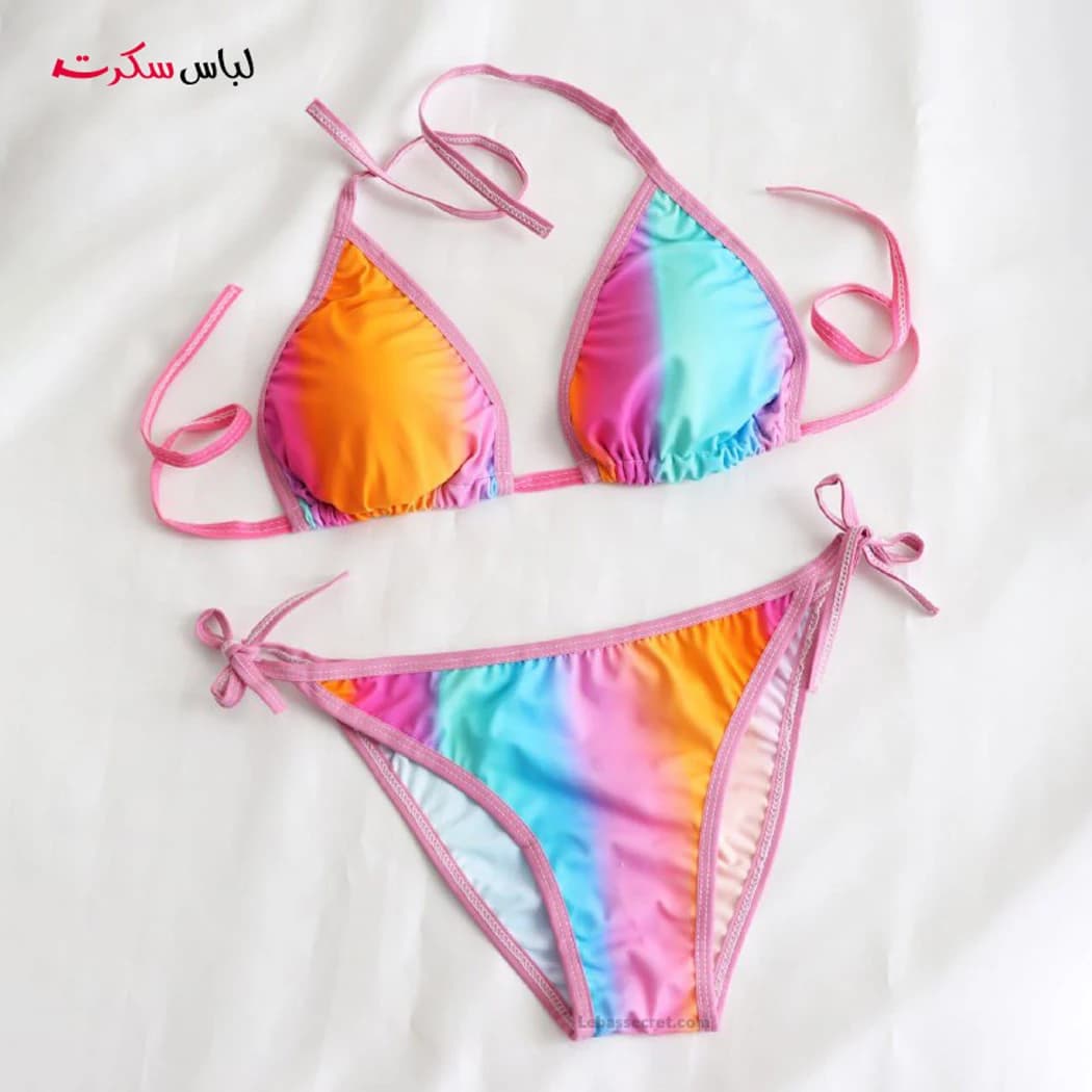 بیکینی گره ای رنگین کمون ls0123