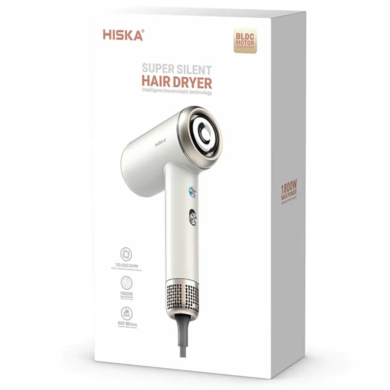 سشوار حرفه ای هیسکا Hiska مدل H5256 توان 1800 وات با یون منفی — تصویر ۴
