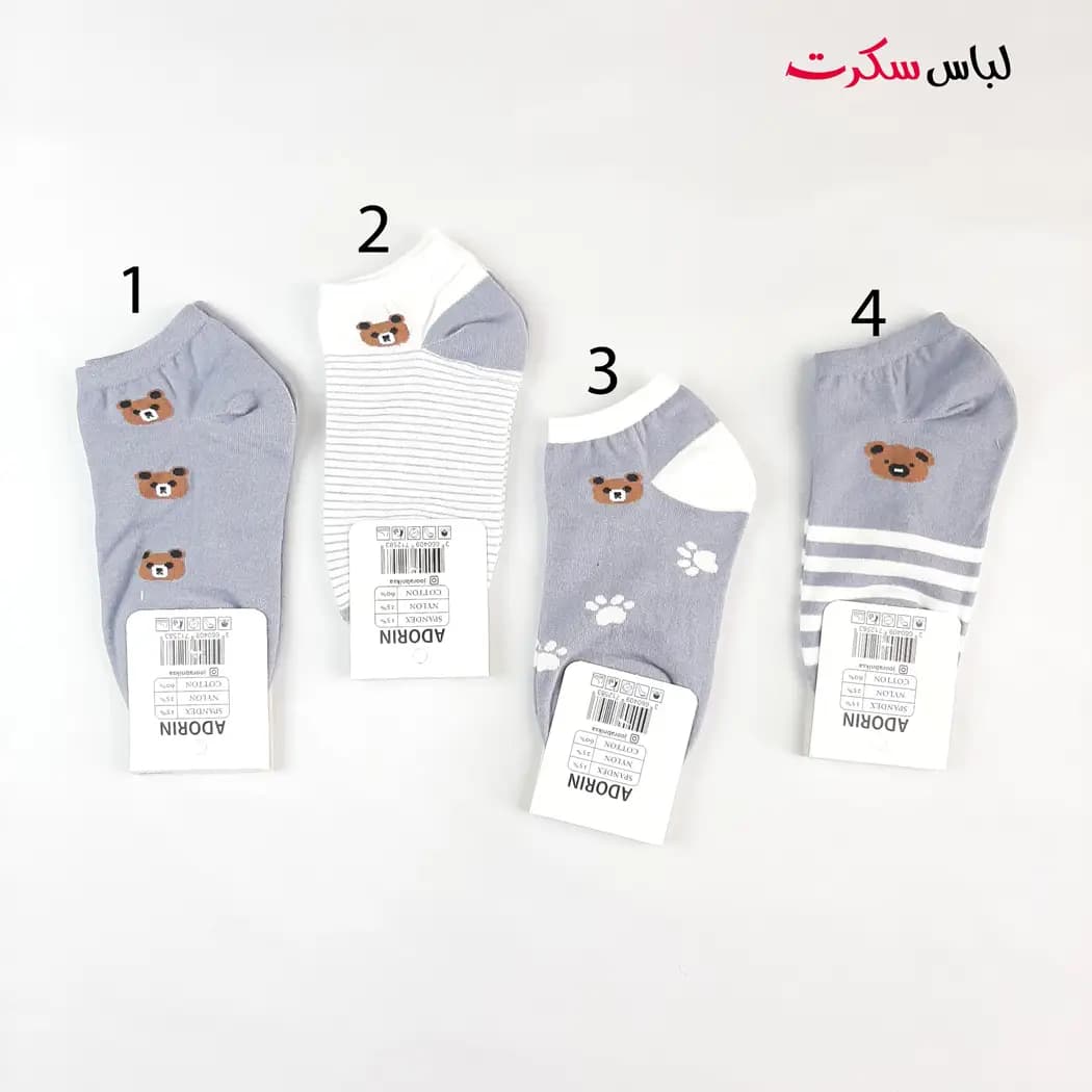 جوراب مچی زنانه طرح خرس j075 — تصویر ۵
