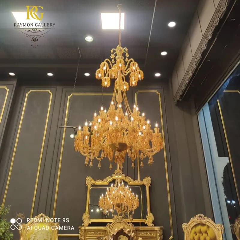 لوستر باکارات طلایی طبقاتی (40 شاخه) — تصویر ۳