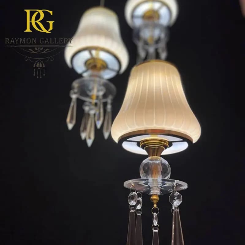لوستر آویز پارچه‌ای سه‌تایی با طراحی اشرافی (3 شاخه) — تصویر ۳