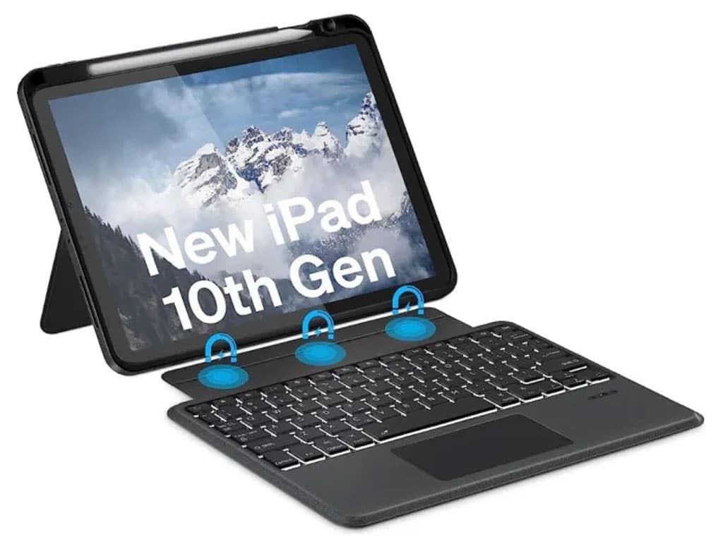 کاور کیبورددار مگنتی آیپد 10 اینچ کوتتسی Coteetci Magnetice Sphit Keyboard Lither Case Ipad 10 64011 — تصویر ۹