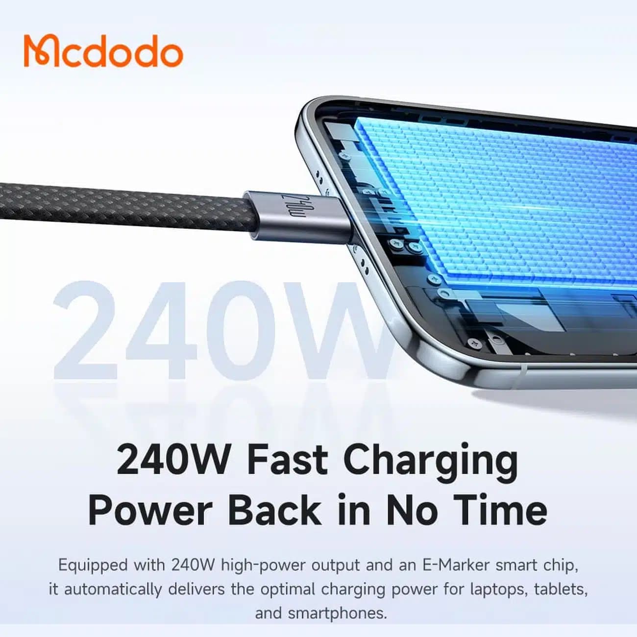 کابل تایپ سی 240 وات مک دودو Mcdodo مدل CA-990 بدنه مگنتی 1 متر — تصویر ۴