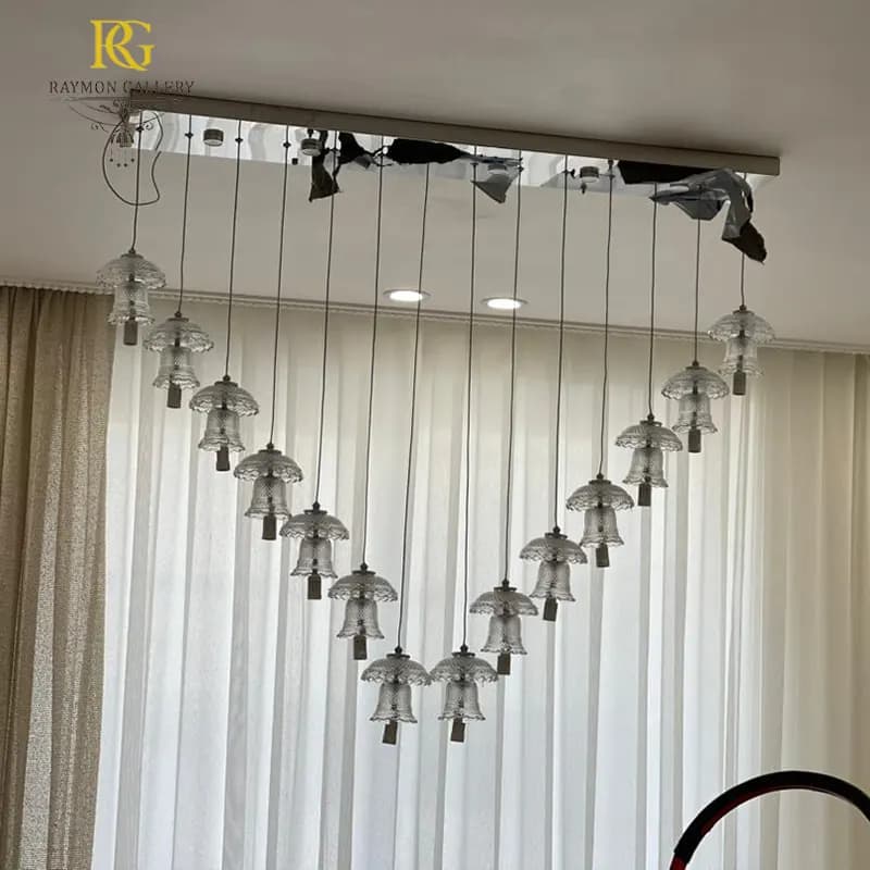 لوستر آویزی باکارات کریستالی آشپزخانه ای (14 شاخه) — تصویر ۲