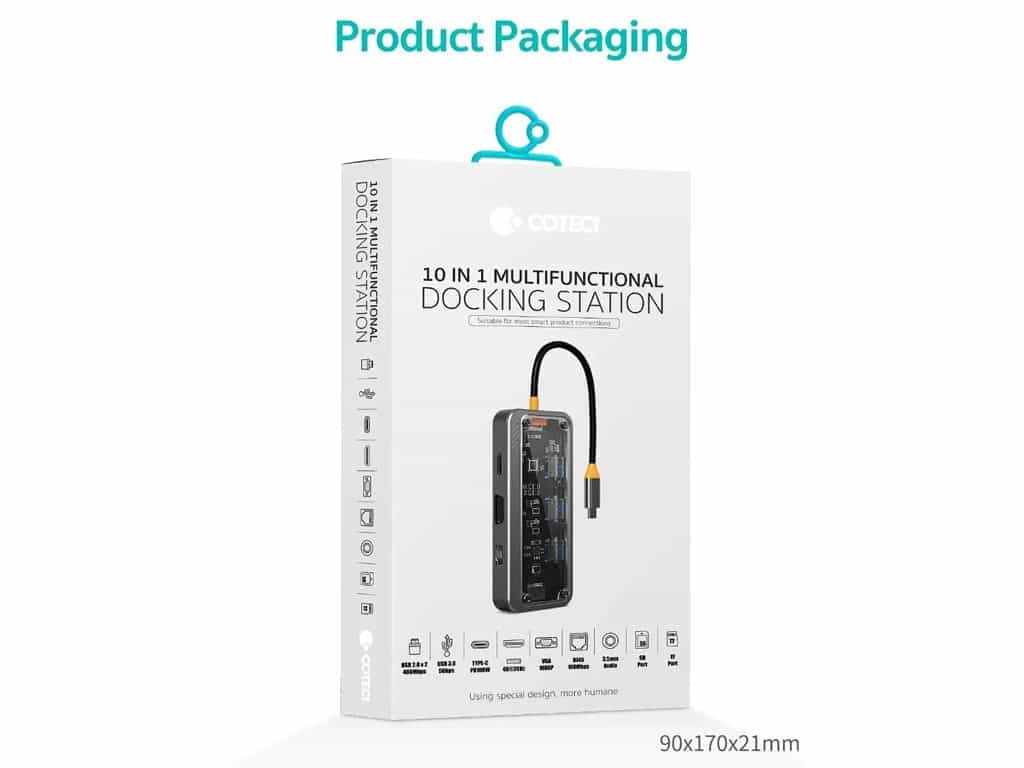 هاب 10 پورت تایپ سی کوتسی Coteci 10 in1 Multifunctional Docking Station 16013 — تصویر ۱۱