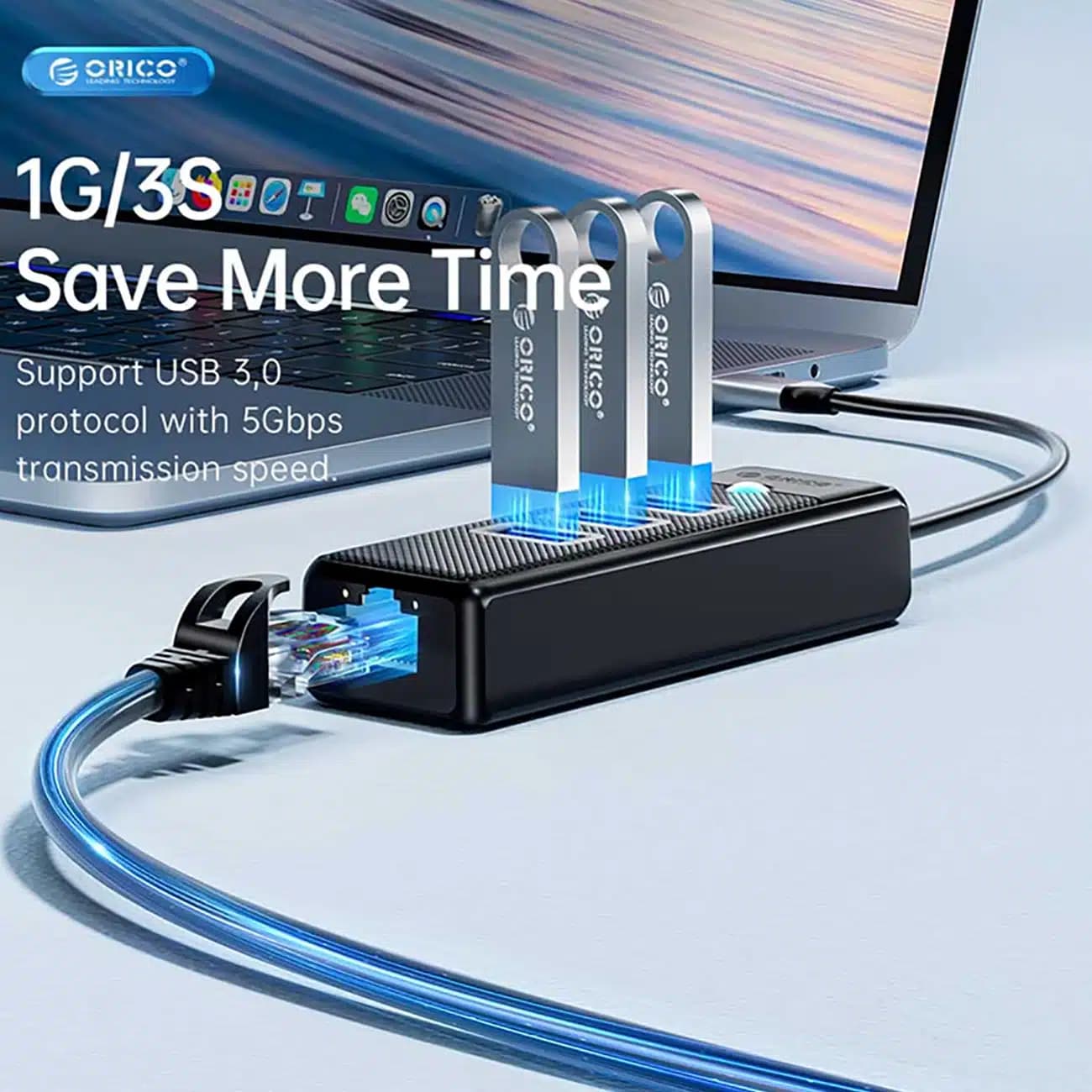 هاب تایپ سی اوریکو ORICO مدلPW3UR-C3-05 با 4 پورت — تصویر ۲