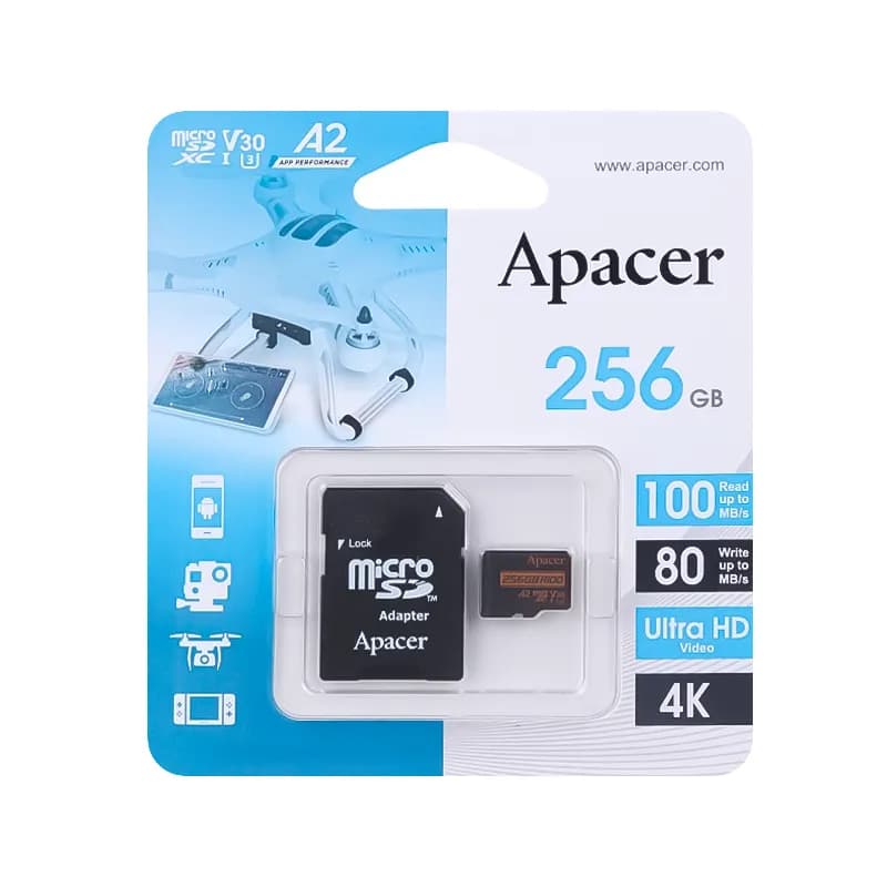 کارت حافظه MicroSDXC اپیسر Rioo A2 کلاس 10 ظرفیت 256 گیگابایت + خشاب — تصویر ۴