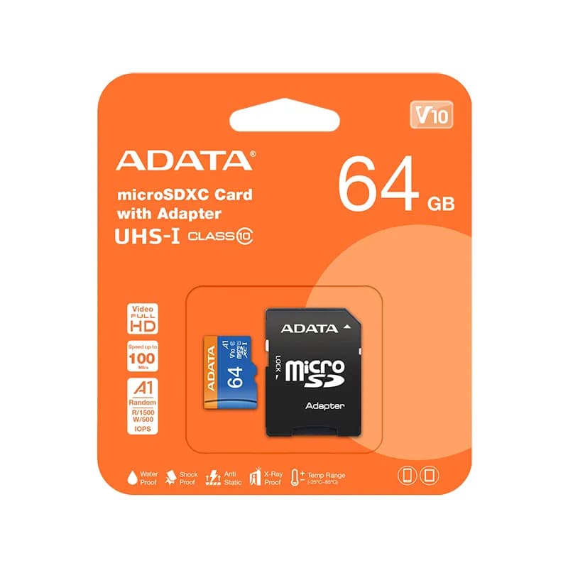 کارت حافظه MicroSDXC ای دیتا Premier V10 کلاس 10 ظرفیت 64 گیگابایت + خشاب — تصویر ۴